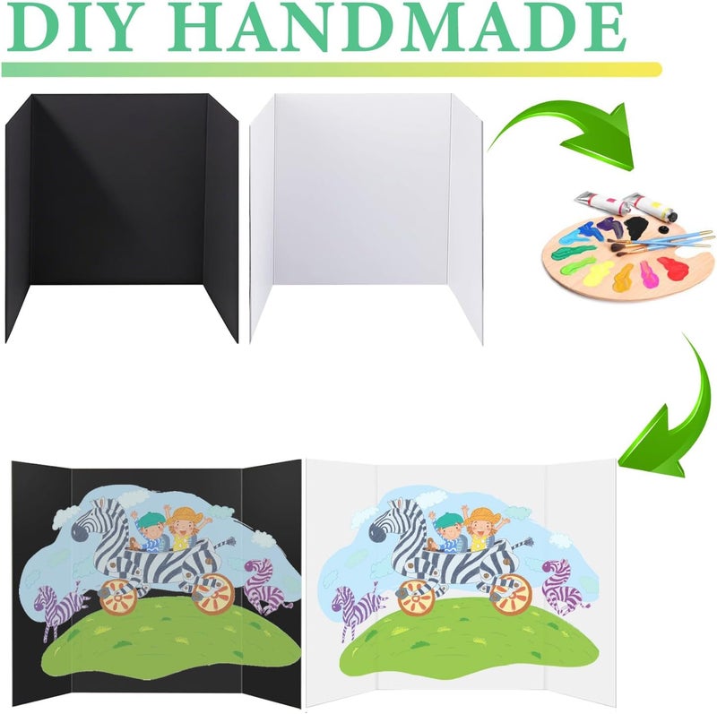 LonlyEagle 4-Pack Trifold Display Boards, Black+White 24 x 16 Inches Tri-Fold Corrugated Presentation Boards for Classroom Projects, Science Fairs, Business Events, and Exhibits - Image 5